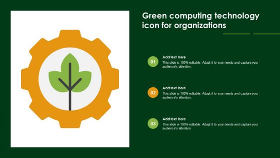 Green Computing Technology Icon For Organizations