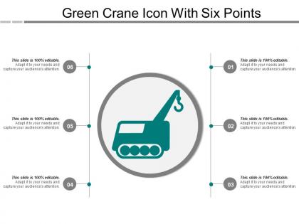 Green crane icon with six points
