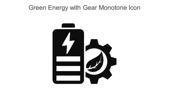 Green Energy With Gear Monotone Icon In Powerpoint Pptx Png And Editable Eps Format