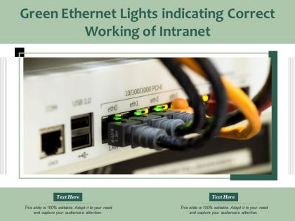 Green ethernet lights indicating correct working of intranet