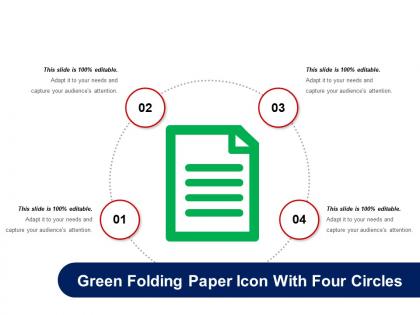 Green folding paper icon with four circles
