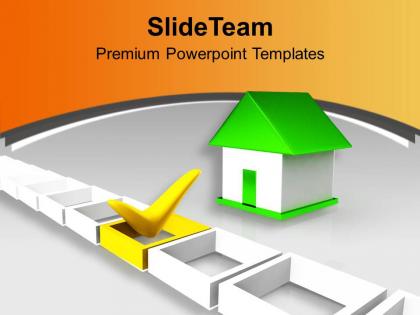 Green home besides yellow tick mark powerpoint templates ppt themes and graphics 0213