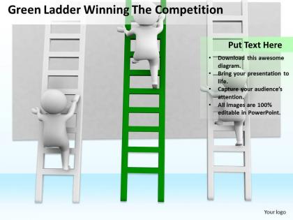 Green ladder winning the competition ppt graphics icons powerpoint