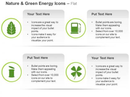 Green leaf fuel bin eco friendly system ppt icons graphics