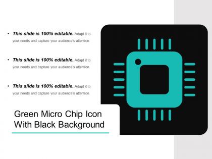 Green micro chip icon with black background