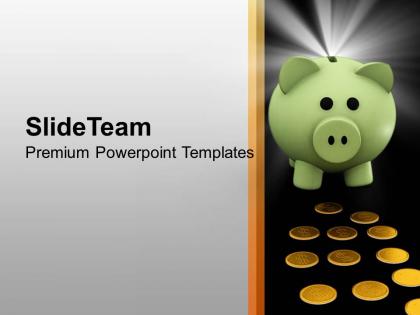 Green piggy bank with coins investment powerpoint templates ppt themes and graphics 0213