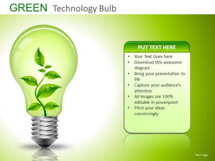 Green technology bulb powerpoint presentation slides db