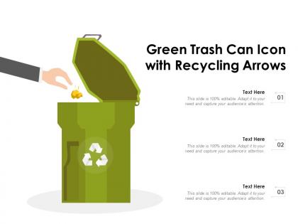 Green trash can icon with recycling arrows