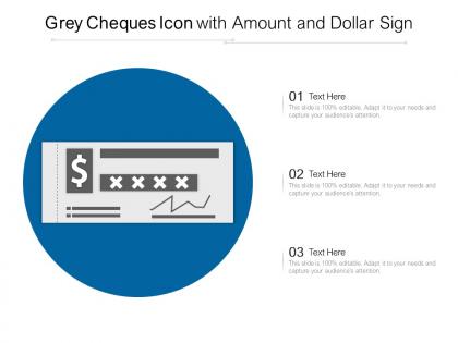 Grey cheques icon with amount and dollar sign