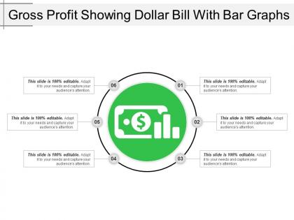 Gross profit showing dollar bill with bar graphs