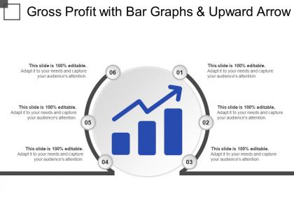 Gross profit with bar graphs and upward arrow