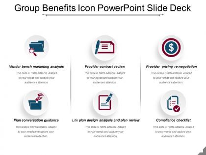 Group benefits icon powerpoint slide deck