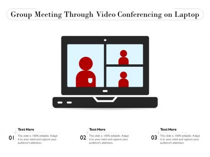 Group meeting through video conferencing on laptop