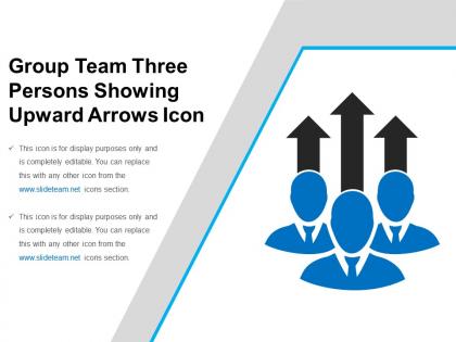 Group team three persons showing upward arrows icon