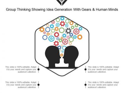 Group thinking showing idea generation with gears and human minds