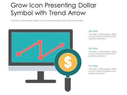 Grow icon presenting dollar symbol with trend arrow