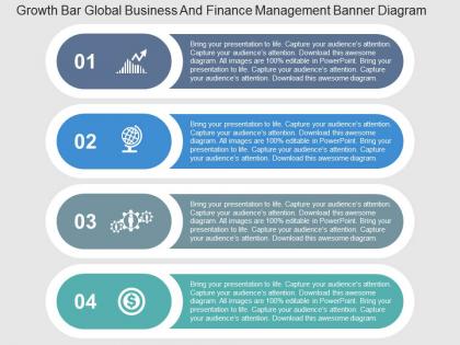 Growth bar global business and finance management banner flat powerpoint design