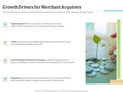 Growth drivers for merchant acquirers seamlessly ppt powerpoint presentation layouts deck