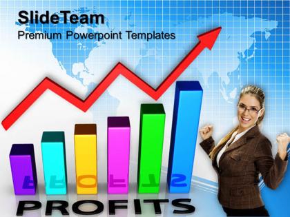 Growth graphing bar graphs powerpoint templates profit finance teamwork ppt theme
