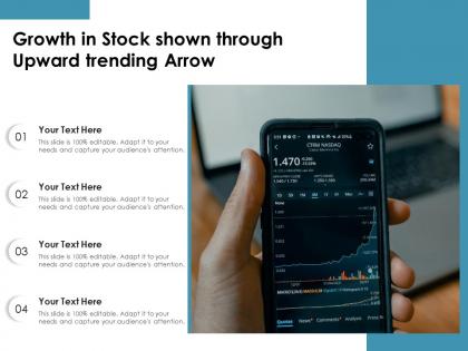 Growth in stock shown through upward trending arrow