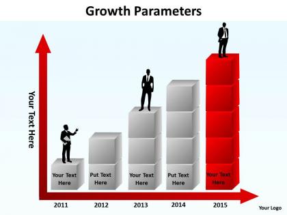 Growth parameters using stacked boxes making a bar graph silhouette on top powerpoint templates
