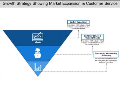 Growth strategy showing market expansion and customer service