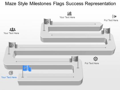 Gs maze style milestones flags success representation powerpoint template