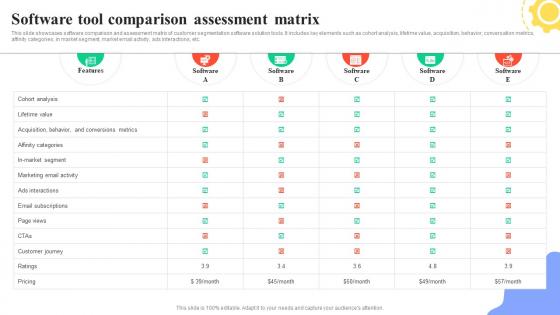 Guide For User Segmentation Software Tool Comparison Assessment Matrix MKT SS V