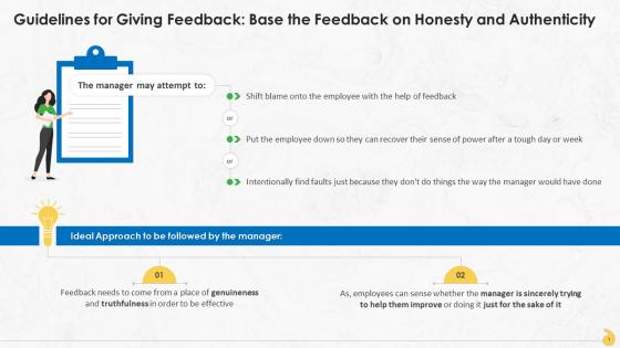 Guideline For Giving Feedback Be Honest And Authentic Training Ppt