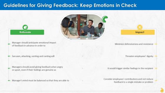 Guideline For Giving Feedback Keep Emotions In Control Training Ppt