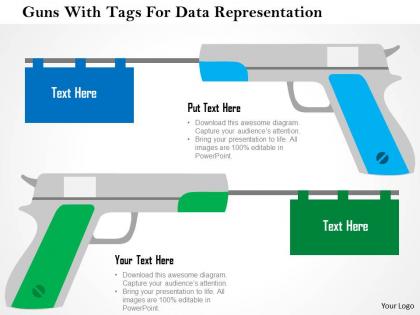 Guns with tags for data representation flat powerpoint design
