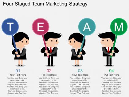 Gv four staged team marketing strategy flat powerpoint design