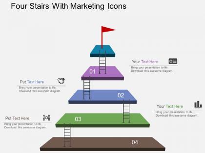 Gw four stairs with marketing icons flat powerpoint design