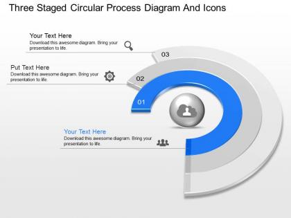 Gx three staged circular process diagram and icons powerpoint template