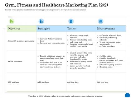 Gym fitness and healthcare marketing plan 2 2 ppt powerpoint presentation portfolio gallery
