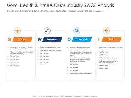 Gym health and fitness clubs industry swot analysis health and fitness clubs industry ppt topics