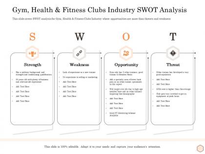 Gym health and fitness clubs industry swot analysis wellness industry overview ppt visual