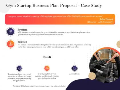 Gym startup business plan proposal case study ppt powerpoint presentation portfolio slide