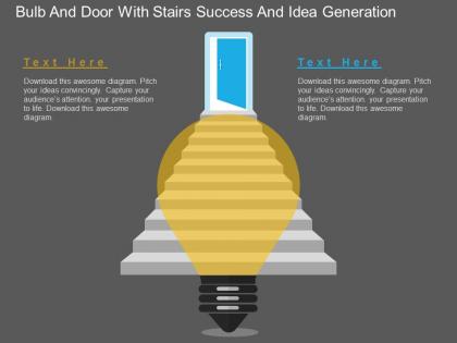 Ha bulb and door with stairs success and idea generation flat powerpoint design