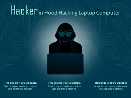 Hacker in hood hacking laptop computer