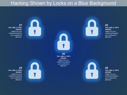 Hacking shown by locks on a blue background