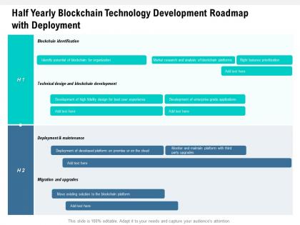 Half yearly blockchain technology development roadmap with deployment