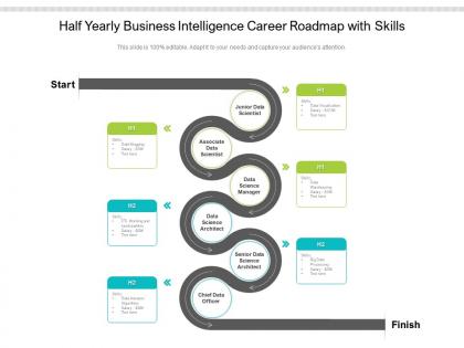 Half yearly business intelligence career roadmap with skills