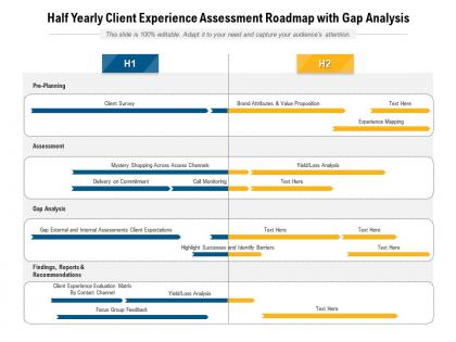 Half yearly client experience assessment roadmap with gap analysis