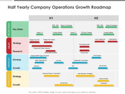 Half yearly company operations growth roadmap