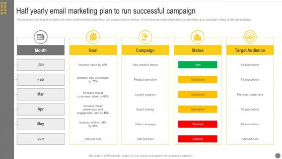 Half Yearly Email Marketing Plan To Run Successful Campaign