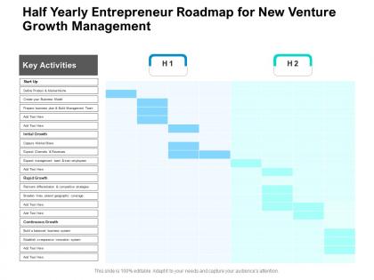 Half yearly entrepreneur roadmap for new venture growth management