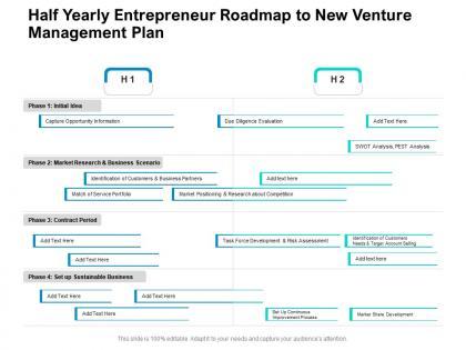 Half yearly entrepreneur roadmap to new venture management plan