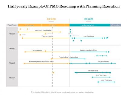 Half yearly example of pmo roadmap with planning execution