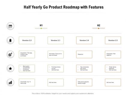 Half yearly go product roadmap with features